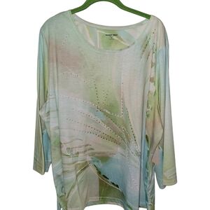 Women's Green Abstract plus size top